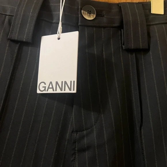 Ganni Pants Pinstripe Flared‎ Kick Trousers 36 - Picture 11 of 13